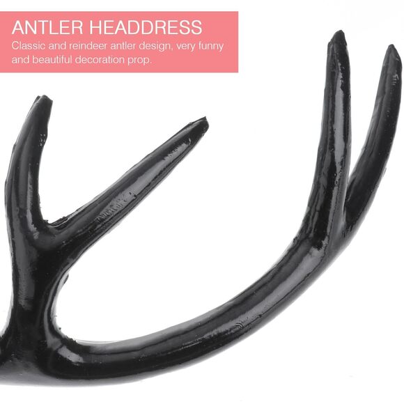 3169 Reindeer Antlers Headband Black Elk Deer Horn Headpiece Long Elk Horn